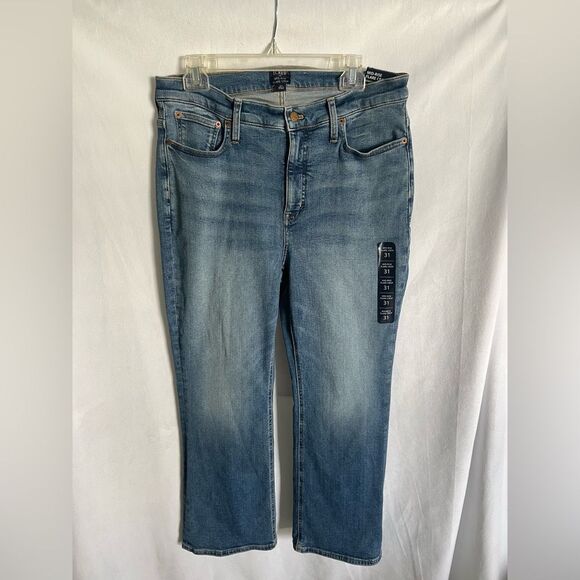 J. Crew Mid Rise Flare Crop Jeans NWT size 31 Medium Wash - Picture 1 of 6